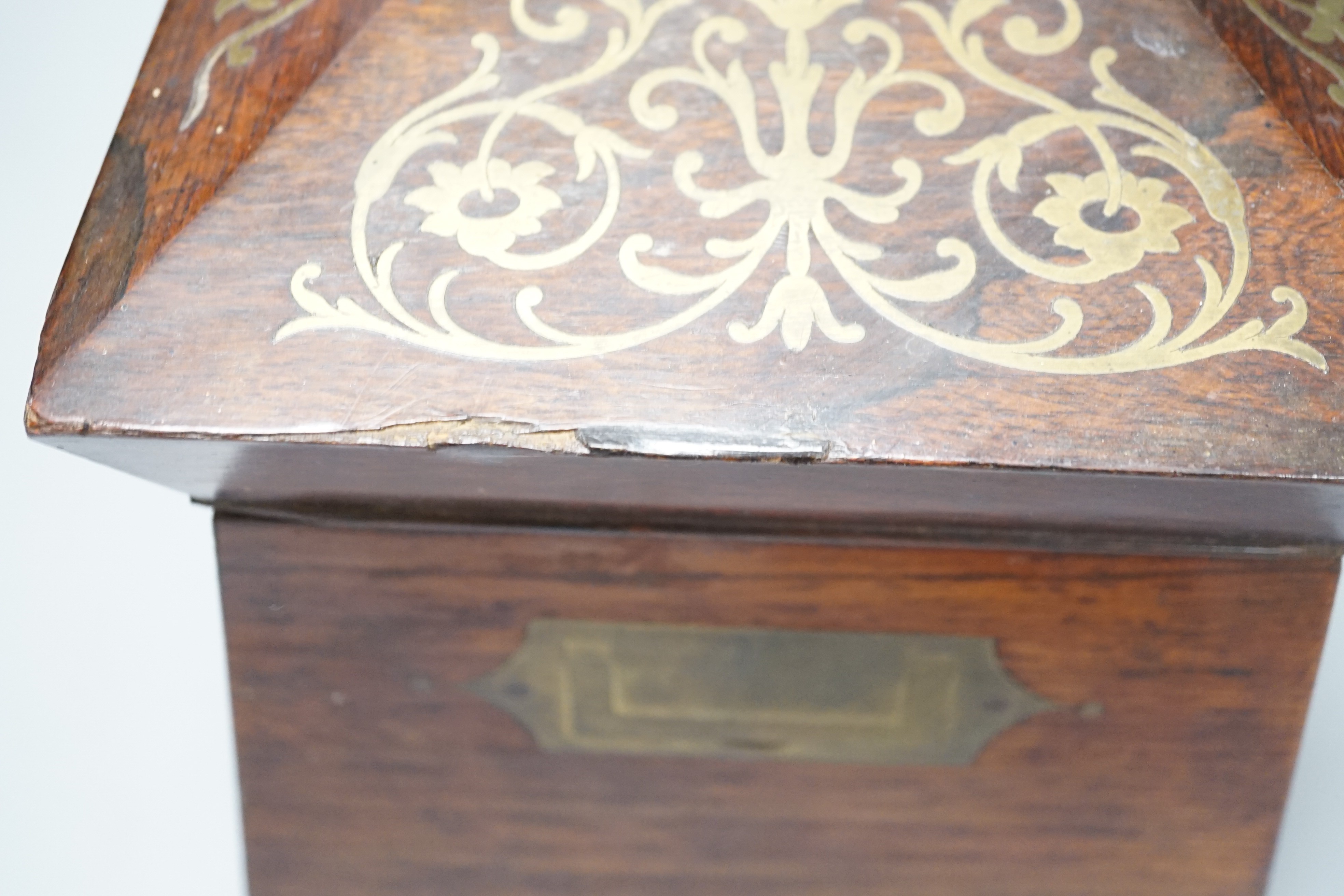 A George IV rosewood and cut brass tea caddy 33cm